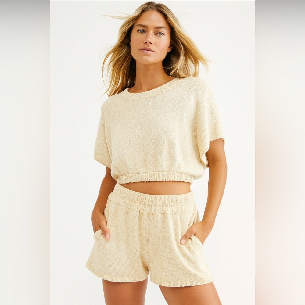 Free People FP Beach Knit Lounge Set – Pale Yellow